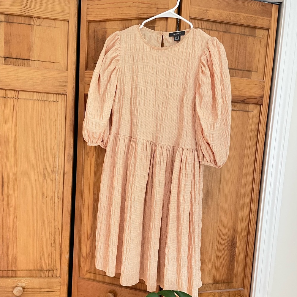 Primark Tan Smocked Puff Sleeve Sundress